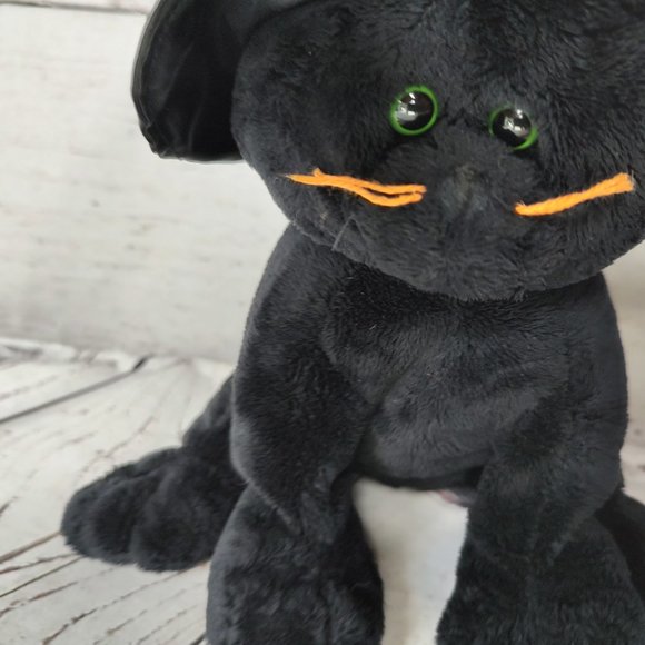 Ty Merlin Black Cat Witch Hat Plush Ty Lux Plush Soft Toy 2005 - Picture 2 of 8